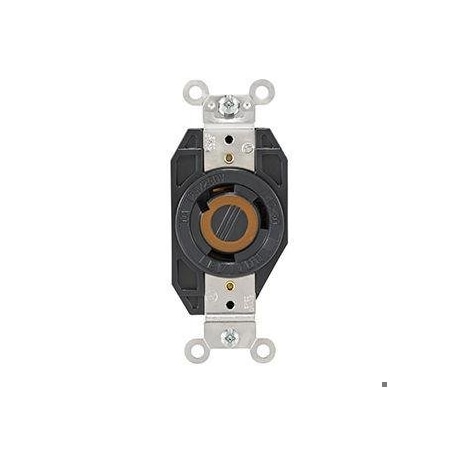 Flanged Locking Receptacle, L10-30R, 30 A, 125/250V AC, Single Phase, 3 Pole, Flush Mount, Black MPN:2660