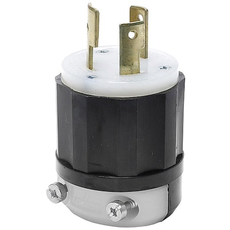 Locking Plug, L10-30P, 30 A, 125/250V AC, Single Phase, 3 Pole, Screw Terminals, Black, White MPN:2661