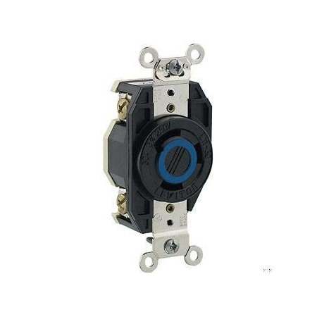 Flanged Locking Receptacle, L11-30R, 30 A, 250V AC, Three Phase, 3 Pole, Flush Mount, Black MPN:2670