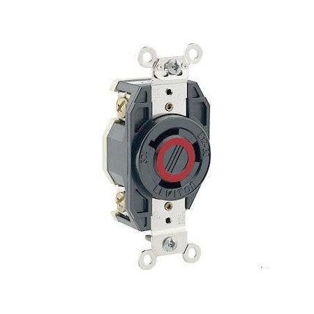 Flanged Locking Receptacle, L12-30R, 30 A, 480V AC, Three Phase, 3 Pole, Flush Mount, Black MPN:2680