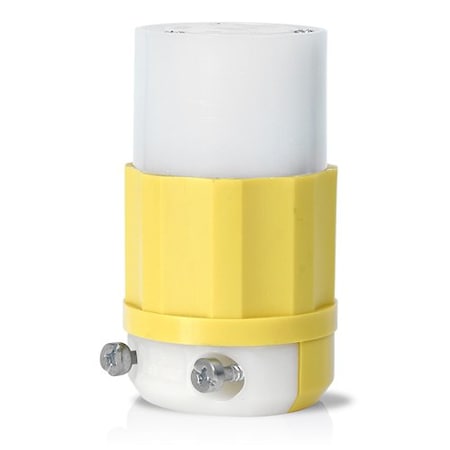 Locking Connector, L6-30R, 30 A, 250V AC, 2 Pole, Screw Terminals, White, Yellow MPN:26CM-23