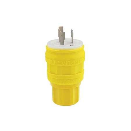 Watertight Locking Plug, L5-20P, 20 A, 125V AC, Single Phase, 2 Pole, Screw Terminals, Yellow MPN:26W47