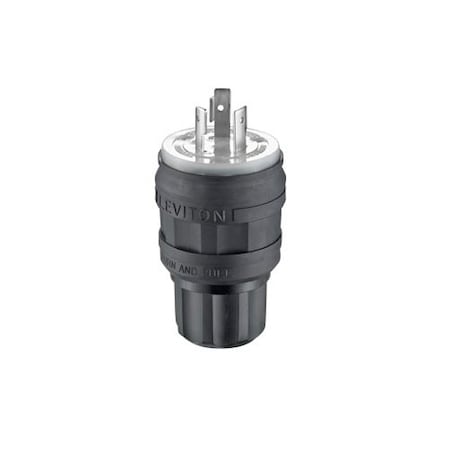Watertight Locking Plug, L5-20P, 20 A, 125V AC, Single Phase, 2 Pole, Screw Terminals, Black MPN:26W47-B