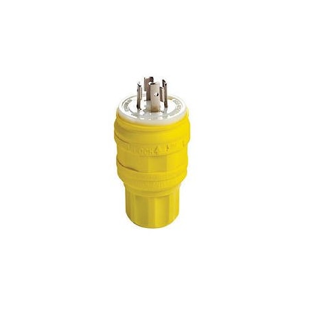 Watertight Locking Plug, L14-20P, 20 A, 125/250V AC, Single Phase, 3 Pole, Screw Terminals, Yellow MPN:26W74