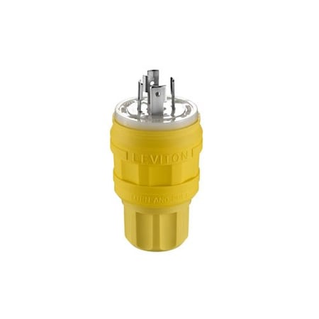 Watertight Locking Plug, L16-20P, 20 A, 480V AC, Three Phase, 3 Pole, Screw Terminals, Yellow MPN:26W76