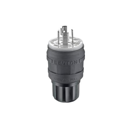 Watertight Locking Plug, L16-20P, 20 A, 480V AC, Three Phase, 3 Pole, Screw Terminals, Black MPN:26W76-B