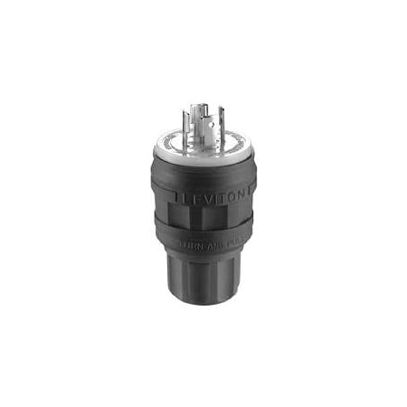 Watertight Locking Plug, L22-20P, 20 A, 277/480V AC, Three Phase, 4 Pole, Screw Terminals, Black MPN:26W82-B