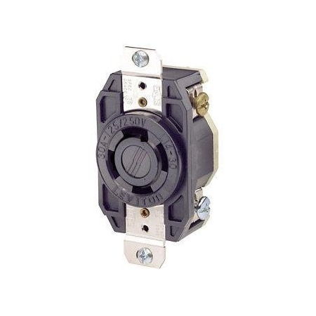 Flanged Locking Receptacle, L14-30R, 30 A, 125/250V AC, Single Phase, 3 Pole, Flush Mount, Black MPN:2710-B