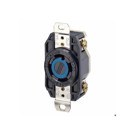 Flanged Locking Receptacle, L15-30R, 30 A, 250V AC, Three Phase, 3 Pole, Flush Mount, Black MPN:2720