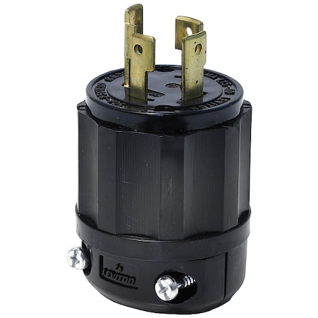 Locking Plug, L15-30P, 30 A, 250V AC, Three Phase, 3 Pole, Screw Terminals, Black MPN:2721-B