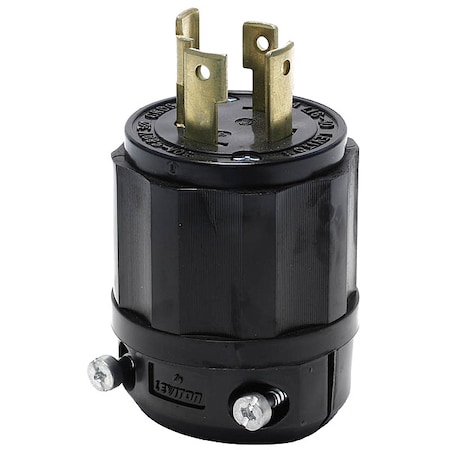 Locking Plug, L16-30P, 30 A, 480V AC, Three Phase, 3 Pole, Screw Terminals, Black MPN:2731-B