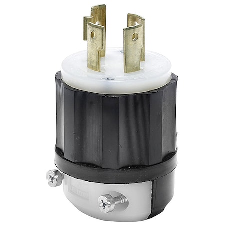 Locking Plug, L17-30P, 30 A, 600V AC, Three Phase, 3 Pole, Screw Terminals, Black, White MPN:2741