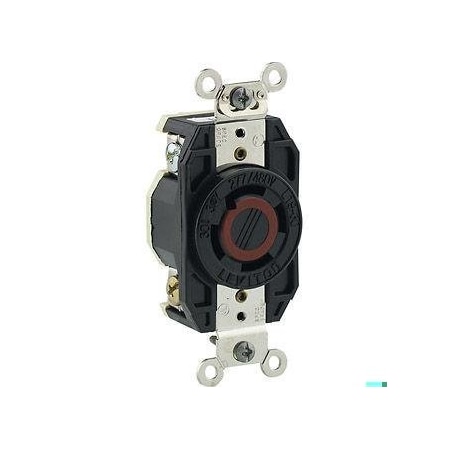 Flanged Locking Receptacle, L19-30R, 30 A, 277/480V AC, Three Phase, 4 Pole, Flush Mount, Black MPN:2760