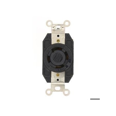 Flanged Locking Receptacle, L20-30R, 30 A, 347/600V AC, Three Phase, 4 Pole, Flush Mount, Black MPN:2770