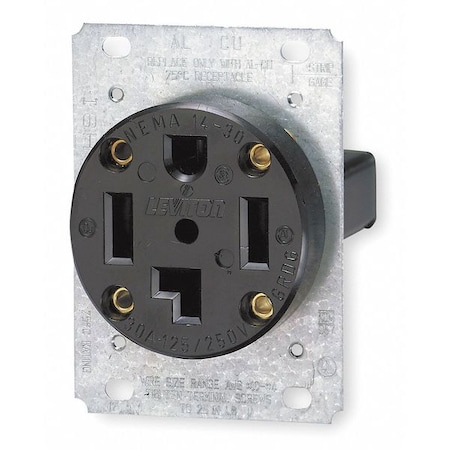 Straight Blade Receptacle, 14-30R, 30 A, 125/250V AC, 3 Pole, 4 Wire, Flush Mount, Grounded MPN:278-S00