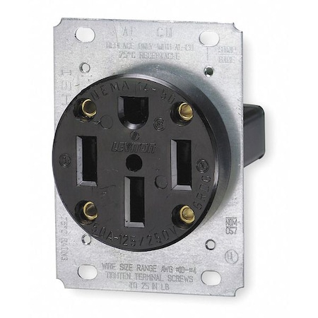 Straight Blade Receptacle, 14-50R, 50 A, 125/250V AC, 3 Pole, 4 Wire, Flush Mount, Grounded MPN:279-S00