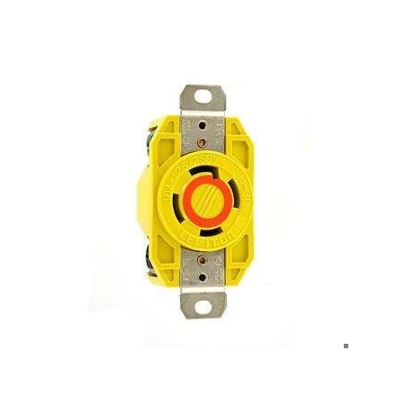 Flanged Locking Receptacle, L14-30R, 30 A, 125/250V AC, Single Phase, 3 Pole, Flush Mount, Yellow MPN:27CM-10