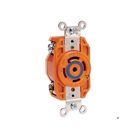 Flanged Locking Receptacle, L21-30R, 30 A, 120/208V AC, Three Phase, 4 Pole, Flush Mount, Orange MPN:2810-IG
