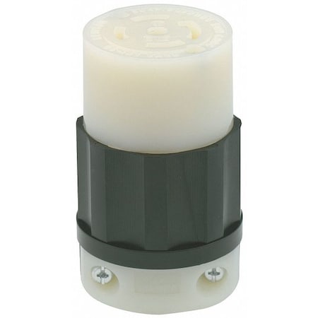 Locking Connector, L21-30R, 30 A, 120/208V AC, Three Phase, 4 Pole, Screw Terminals, Black, White MPN:2813