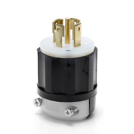 Locking Plug, L22-30P, 30 A, 277/480V, Three Phase, 4 Pole, Screw Terminals, Black, White MPN:2821