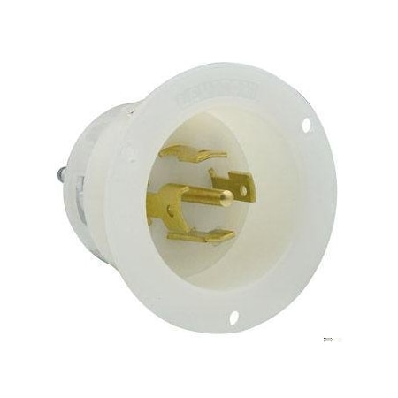 Flanged Locking Inlet, 30 A, 277/480V AC, Three Phase, 4 Pole, Flush Mount, Screw Terminals, White MPN:2825
