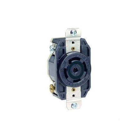 Flanged Locking Receptacle, L23-30R, 30 A, 347/600V AC, Three Phase, 4 Pole, Flush Mount, Black MPN:2830