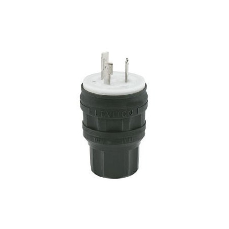 Watertight Locking Plug, L5-30P, 30 A, 125V AC, Single Phase, 2 Pole, Screw Terminals, Black MPN:28W47-B