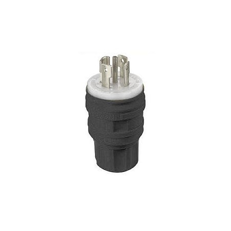 Watertight Locking Plug, L21-30P, 30 A, 120/208V AC, Three Phase, 4 Pole, Screw Terminals, Black MPN:28W81-B