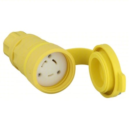 Watertight Locking Connector, L6-30R, 30 A, 250V AC, Single Phase, 2 Pole, Screw Terminals, Yellow MPN:29W48