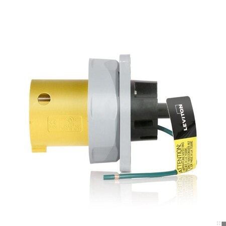 Pin & Sleeve Inlet, 60 A, 125V AC, 2 Pole, Screw Terminals Wire Connection Type Yellow MPN:330B4WLEV