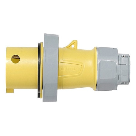Pin & Sleeve Plug, 30 A, 125V AC, Single Phase, 2 Pole, IEC Grounding, Yellow, NEMA 3R, 4X, 6P, 12 MPN:330P4WLEV
