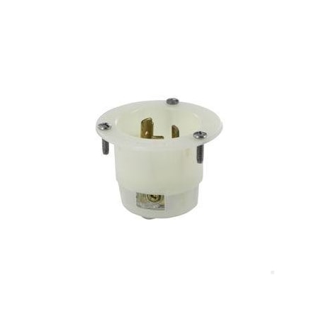 Flanged Locking Inlet, Non-NEMA, 20 A, 125/250V AC, 3 Pole, Screw Terminals, White MPN:3325-GC