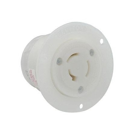 Flanged Locking Inlet, Non-NEMA, 20 A, 125/250V AC, 3 Pole, Flush Mount, Screw Terminals, White MPN:3326-C