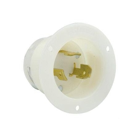 Flanged Locking Inlet, Non-NEMA, 30 A, 125/250V AC, 3 Pole, Screw Terminals, White MPN:3334-C