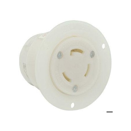 Flanged Locking Inlet, Non-NEMA, 30 A, 125/250V AC, 3 Pole, Screw Terminals, White MPN:3335-C