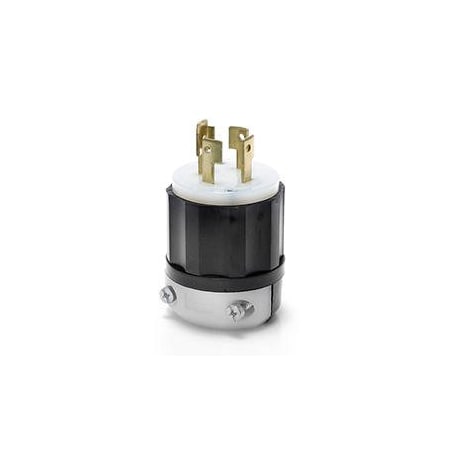 Locking Plug, Non-NEMA, 30 A, 120/208V AC, Three Phase, 4 Pole, Screw Terminals, Black, White MPN:3431-C