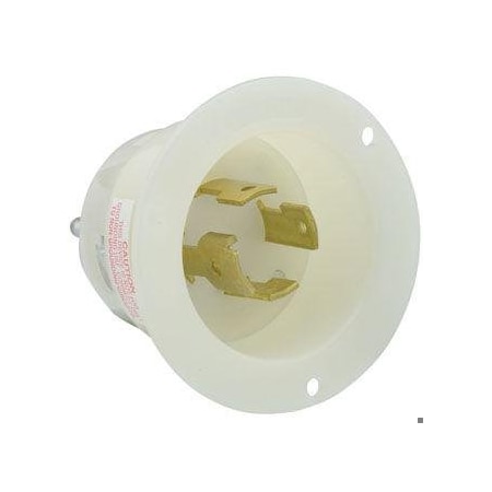 Flanged Locking Inlet, Non-NEMA, 30 A, 120/208V AC, Three Phase, 4 Pole, Screw Terminals, White MPN:3434-C