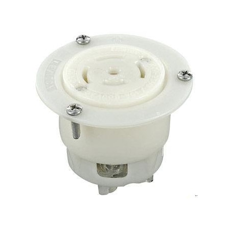 Flanged Locking Inlet, Non-NEMA, 20/10 A, 250V DC/600V AC, 4 Pole, Screw Terminals, White MPN:3525-C