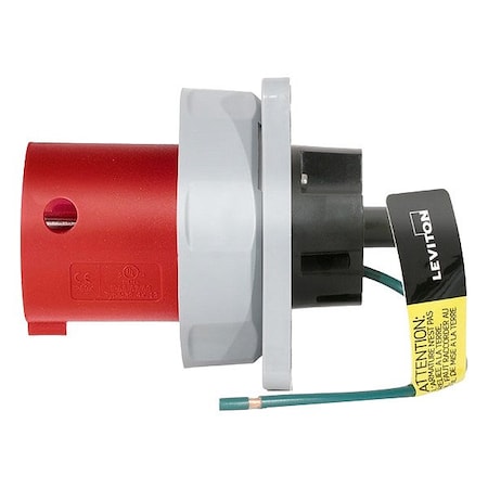 Pin & Sleeve Inlet, 100 A, 480V AC, Three Phase, 3 Pole, IEC Grounding, Red, NEMA 3R, 4X, 6P, 12 MPN:4100B7WLEV