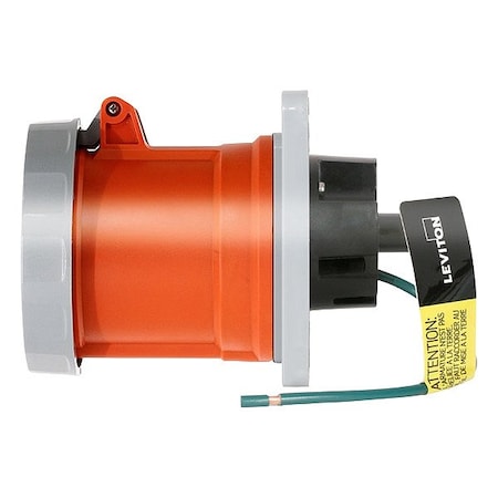 Pin & Sleeve Receptacle, 100 A, 125/250V AC, Three Phase, 3 Pole, IEC Grounding, Orange MPN:4100R12WLEV