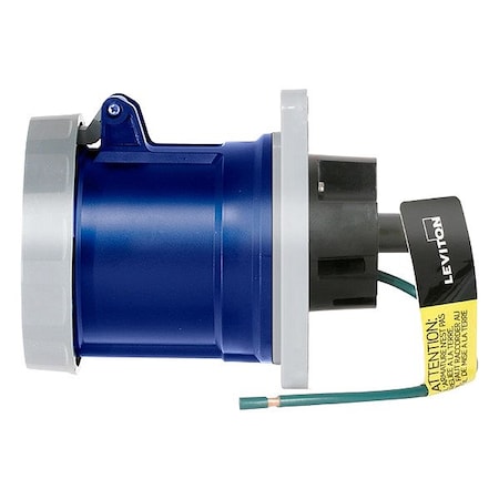 Pin & Sleeve Receptacle, 100 A, 250V AC, Three Phase, 3 Pole, IEC Grounding, Blue MPN:4100R9WLEV