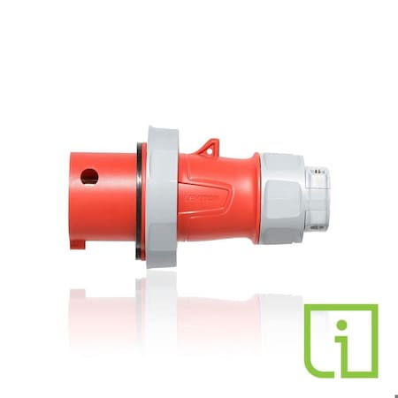 Pin & Sleeve Plug, 30 A, 480V AC, Three Phase, 3 Pole, IEC Grounding, Red, NEMA 3R, 4X, 6P, 12 MPN:430P7WLEVPI