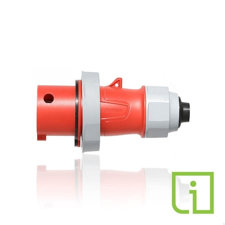 Pin & Sleeve Plug, 30 A, 480V AC, Three Phase, 3 Pole, IEC Grounding, Red, NEMA 3R, 4X, 6P, 12 MPN:430P7WLEVPIA