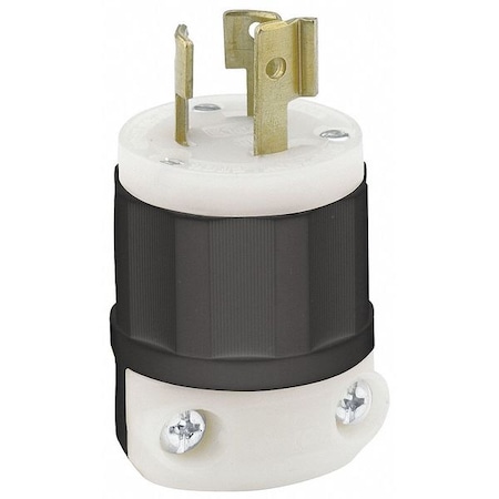 Locking Plug, L6-15P, 15 A, 250V AC, Single Phase, 2 Pole, Screw Terminals, Black, White MPN:4570-C