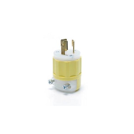 Locking Plug, L6-15P, 15 A, 250V AC, Single Phase, 2 Pole, Screw Terminals, White, Yellow MPN:4570-CY
