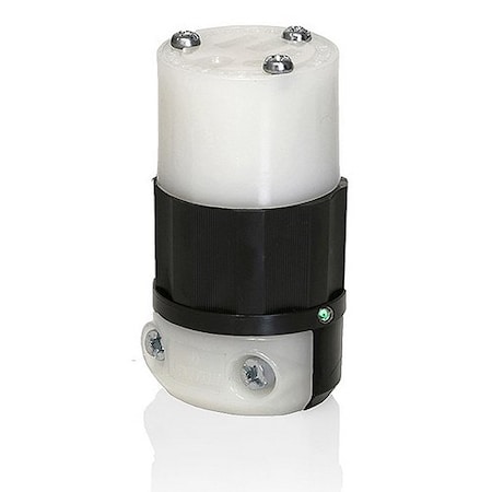 Locking Connector, L6-15R, 15 A, 250V AC, Single Phase, 2 Pole, Screw Terminals, Black, White MPN:4579-PLC