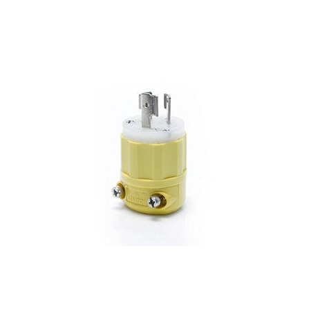 Locking Plug, L6-15P, 15 A, 250V AC, 2 Pole, Screw Terminals, White, Yellow MPN:45CM-70C
