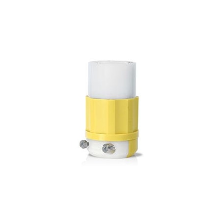 Locking Connector, L6-15R, 15 A, 250V AC, 2 Pole, Screw Terminals, White, Yellow MPN:45CM-79C