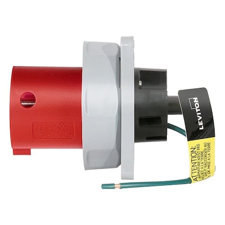 Pin & Sleeve Inlet, 60 A, 480V AC, Three Phase, 3 Pole, IEC Grounding, Red, NEMA 3R, 4X, 6P, 12 MPN:460B7WLEV