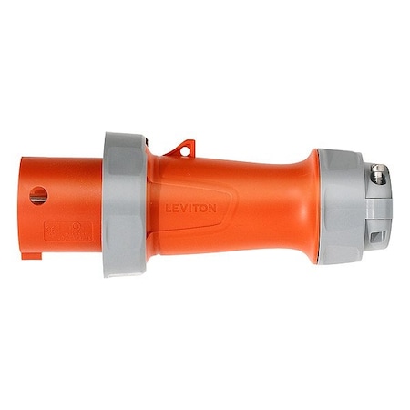 Pin & Sleeve Plug, 60 A, 125/250V AC, Three Phase, 3 Pole, IEC Grounding, Orange MPN:460P12WLEV